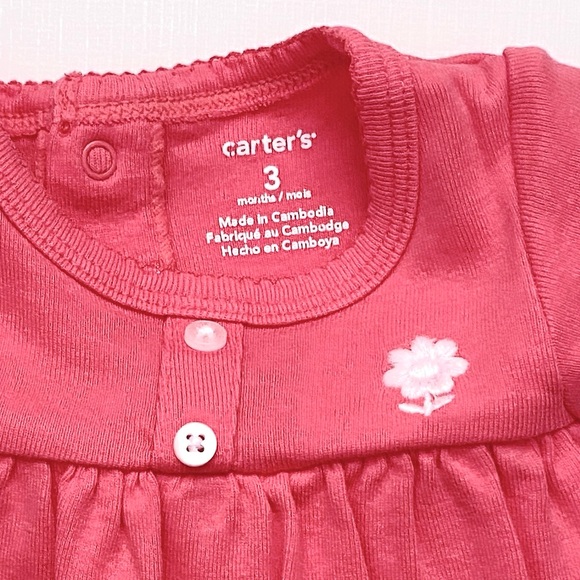 Carter’s Baby Girl 3M Short Sleeve Coral Bodysuit Dress - Picture 3 of 8